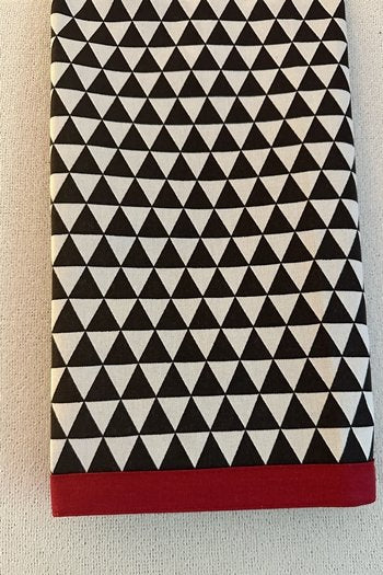 Printed Triangles Tea Towel Black with Trim