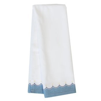 Dunroven Scallopped Border Printed Tea Towel
