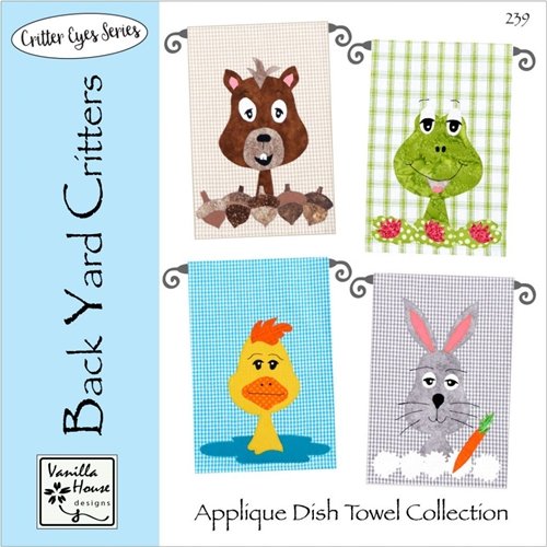 Back Yard Critters Applique Dish P239 Towels Pattern