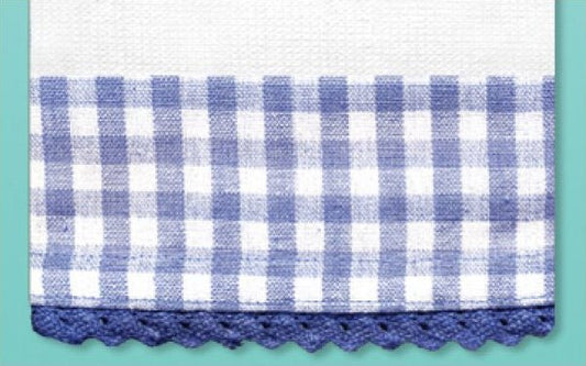Blue Gingham Towel with Embroidery Band 3033