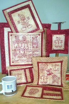 Gingerbread Wishes RedWork Embroidery Pattern 836 from Bird Brain