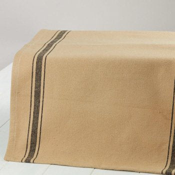 Grain Sack Stripe Black Table Runner T41640-11 heavy weight