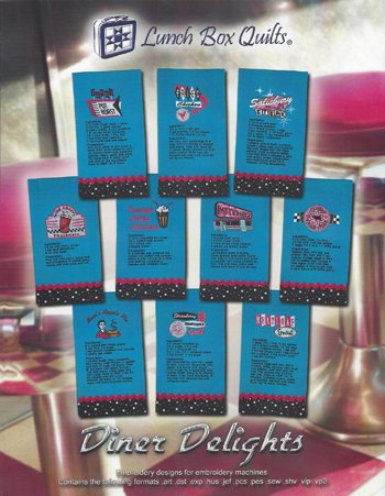 Diner Delights Recipe Towel Collection EC-DN-DD Machine Embroidery Software CD