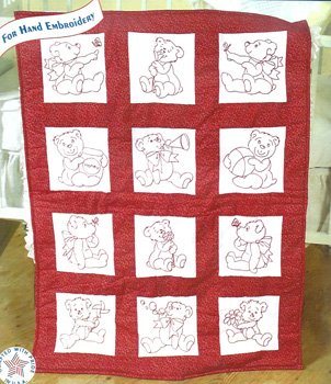 Nursery 9" Quilt Blocks Stamped 300-80 Bears