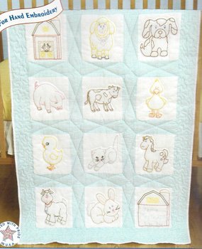 Nursery 9" Quilt Blocks Stamped 300-83 Farm animals