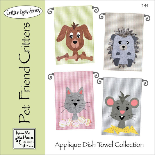Pet Friend Critters Applique Dish Towels Pattern P241