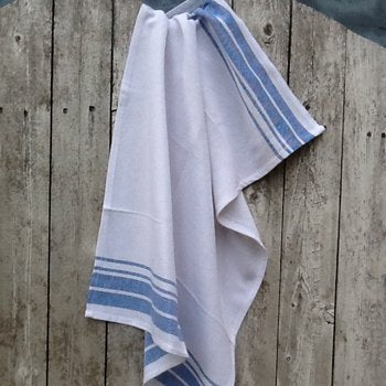 Studio E Premium White with Blue Stripe Tea Towel T8-1