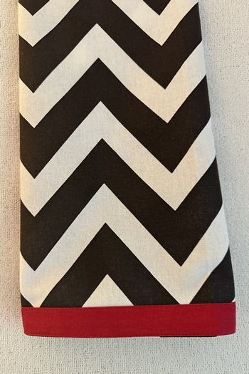 Printed Chevron Tea Towel Black with Trim
