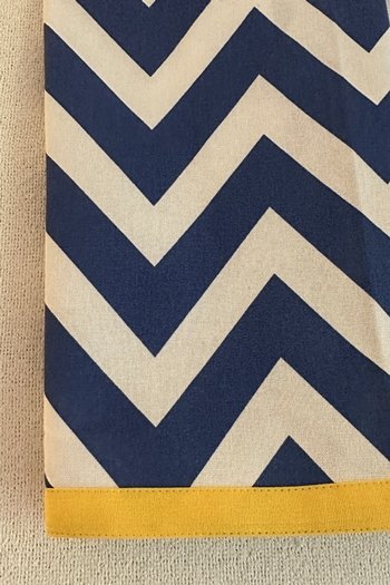 Printed Chevron Tea Towel Navy with Trim