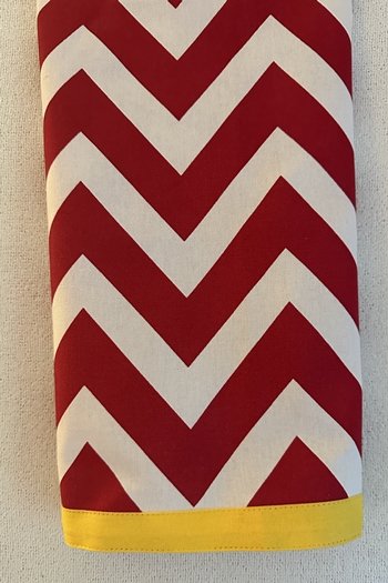 Printed Chevron Tea Towel Red with Trim
