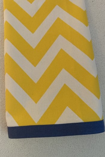Printed Chevron Tea Towel Yellow with Trim