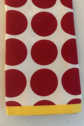 Printed Circles Tea Towel Black with Trim