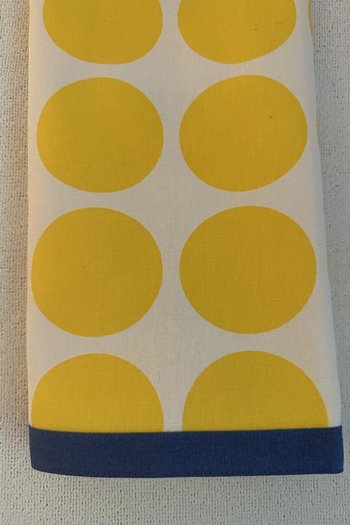 Printed Circles Tea Towel Yellow with Trim