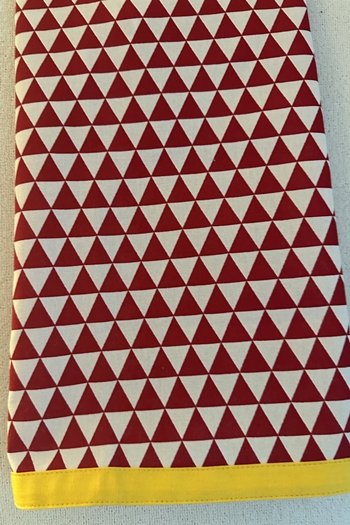 Printed Triangles Tea Towel Red with Trim