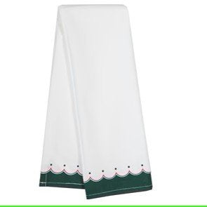 Dunroven Scallopped Border Printed Tea Towel