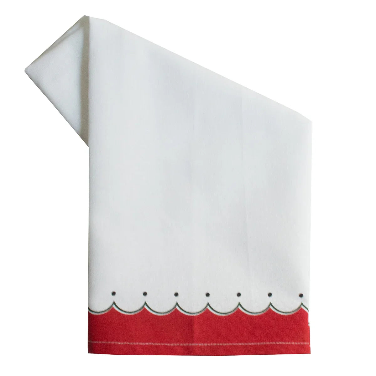Dunroven Scallopped Border Printed Tea Towel