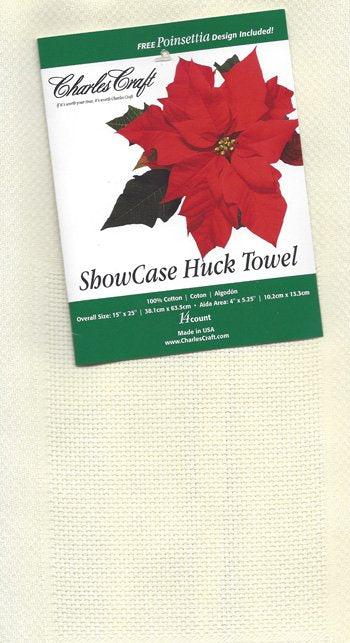 Showcase Huck Towel - Free Poinsettia design