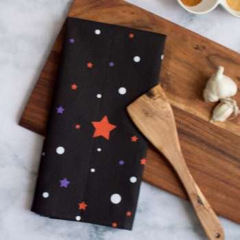 Stars and Dots on Black Towel 400-300