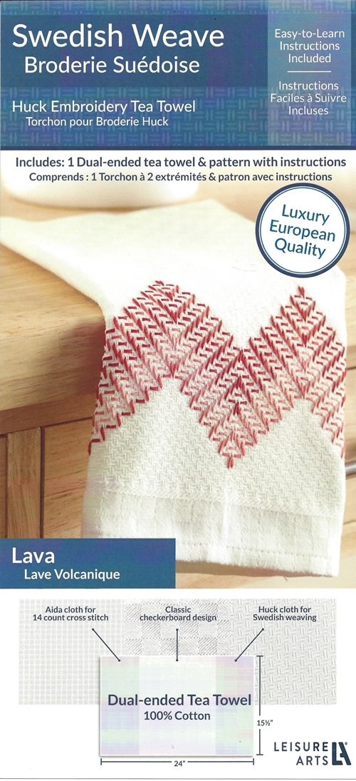 Swedish Weave Huck Towel & Instructions - Lava