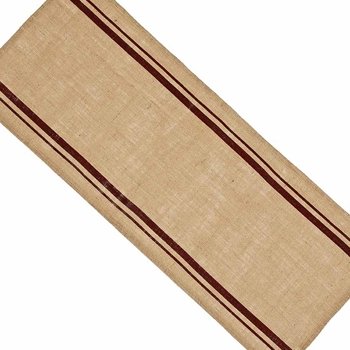 Table Runner Burlap Stripe Barn Red-Wheat